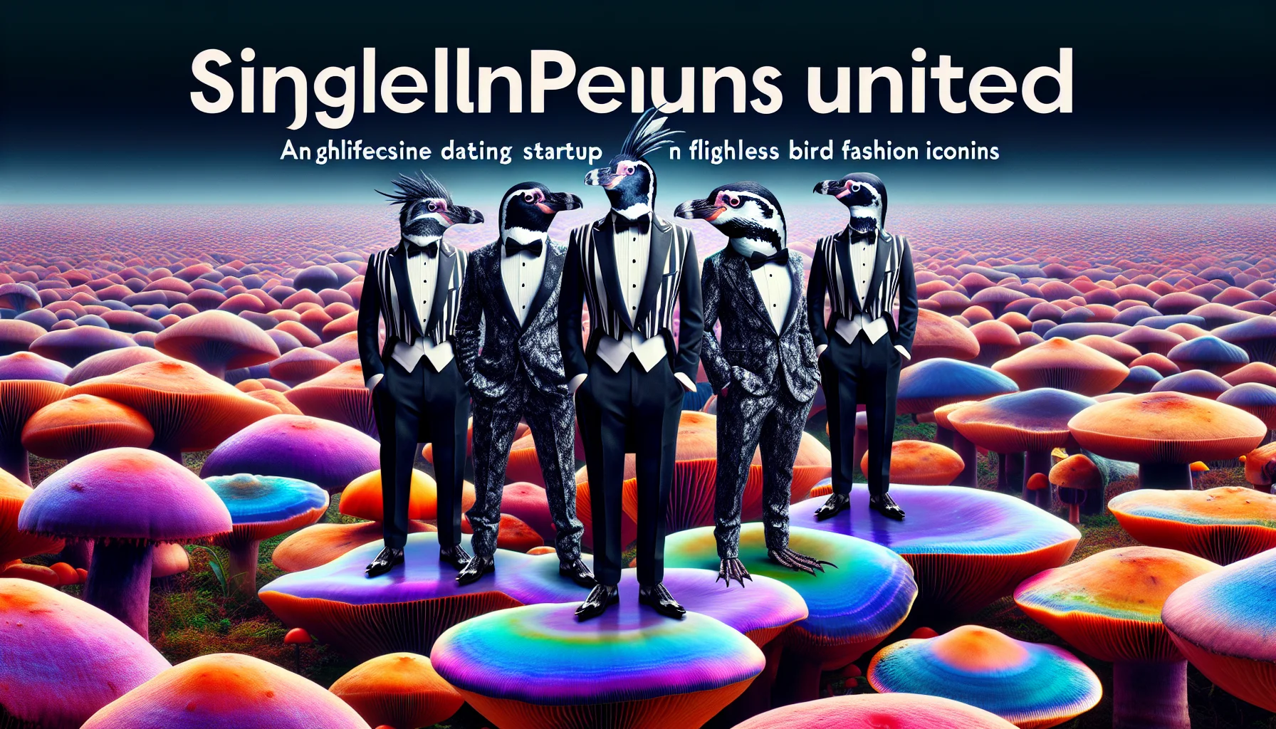 Stylish penguins in elegant attire