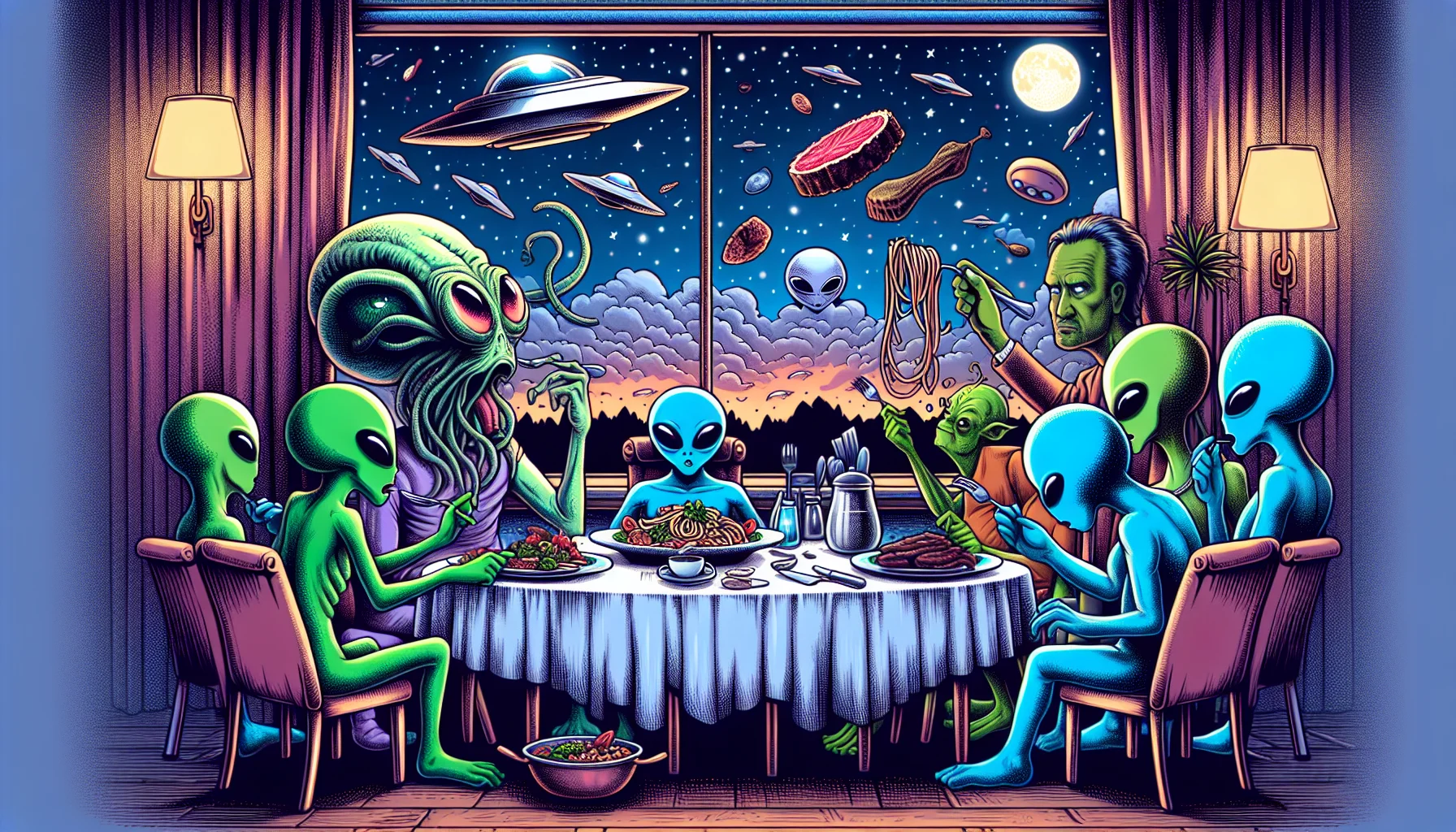 Galaxy with planets and stars