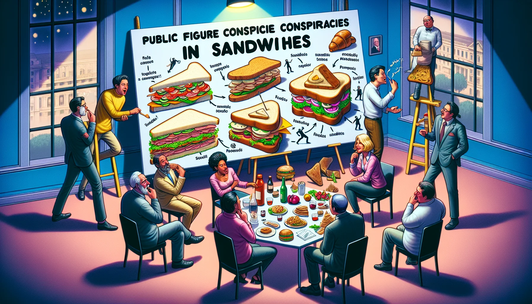 An artistic representation of Celebrity Conspiracies in Sandwiches
