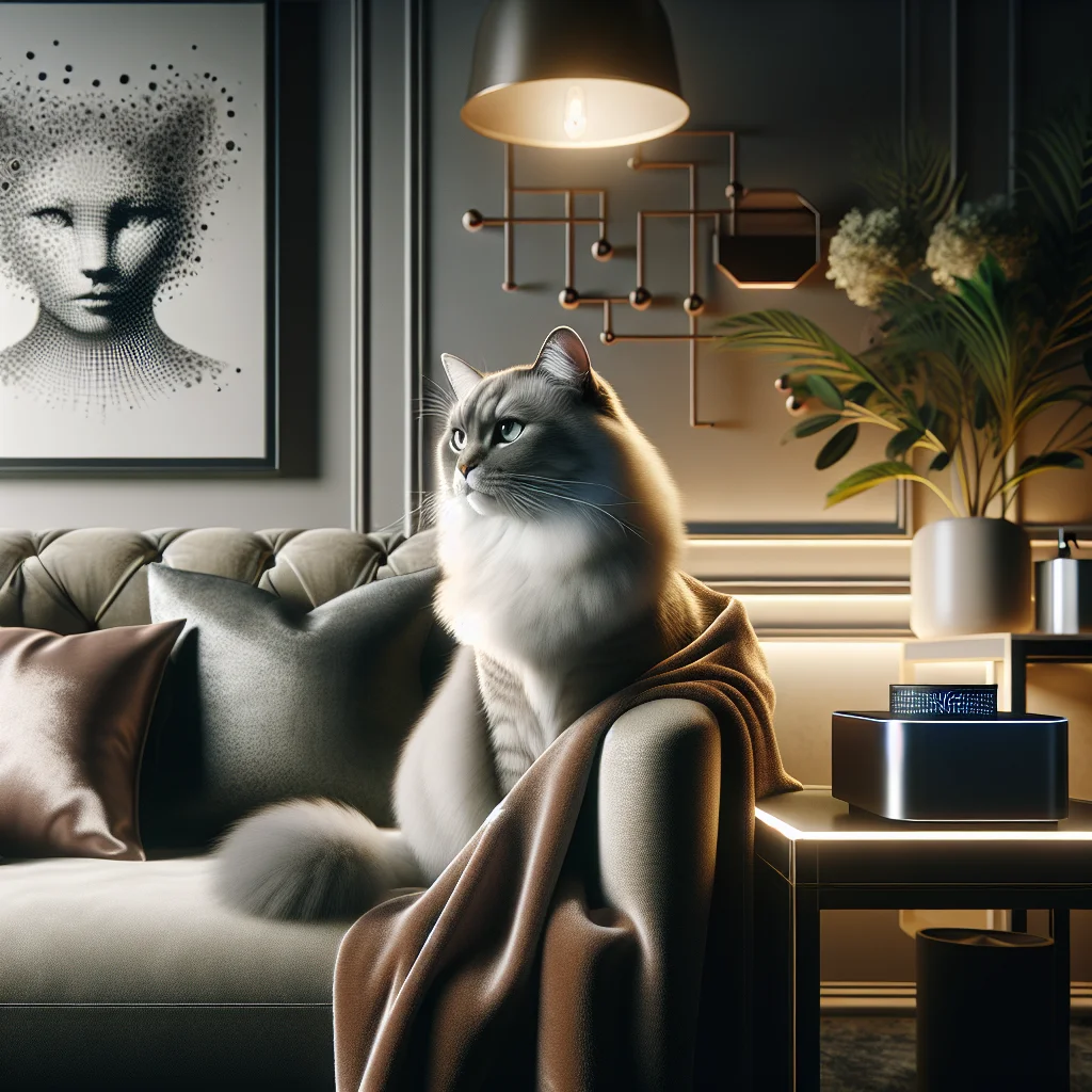 Happy cat with human