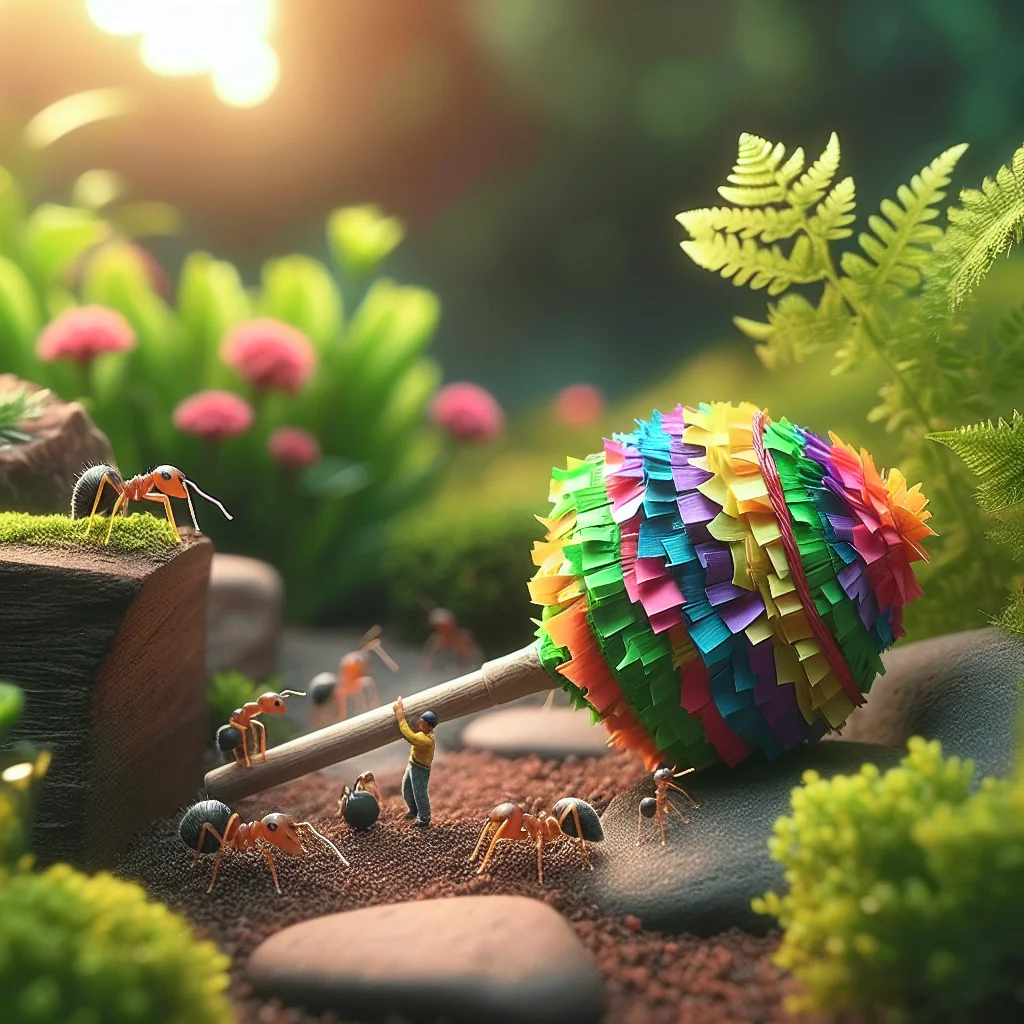 Ants enjoying a micro piñata