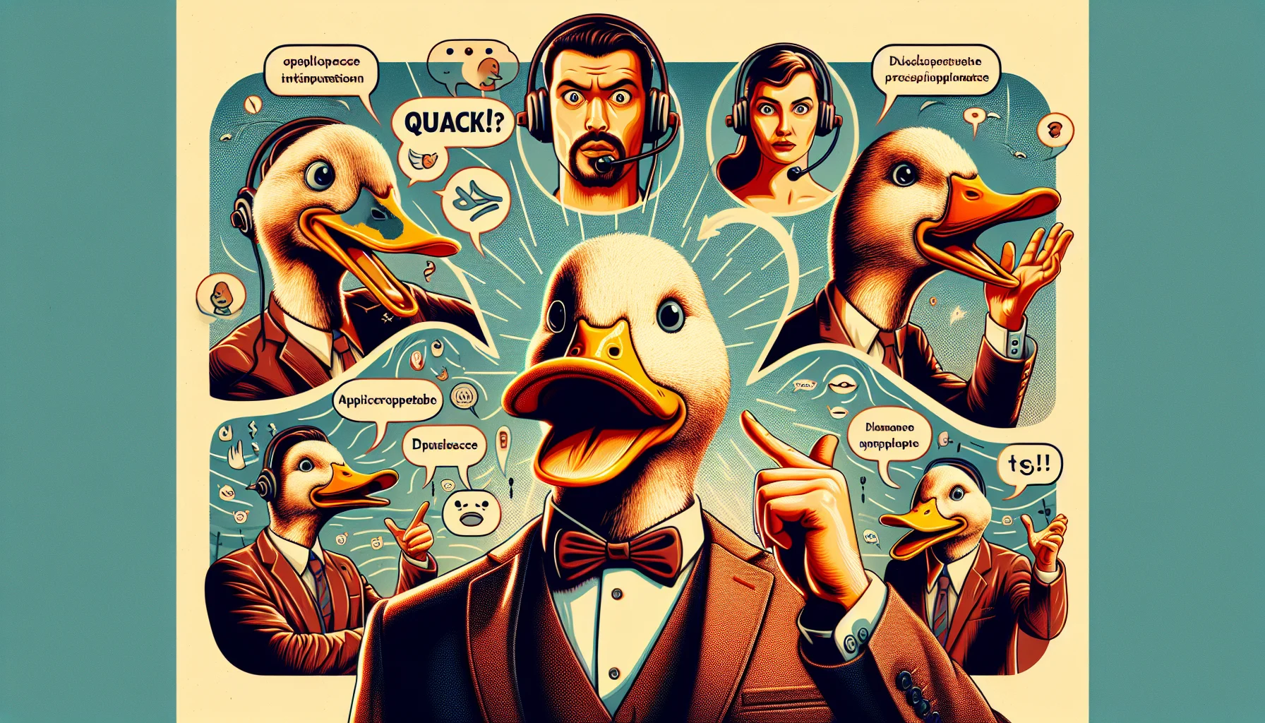 Ducks in a whimsical pond