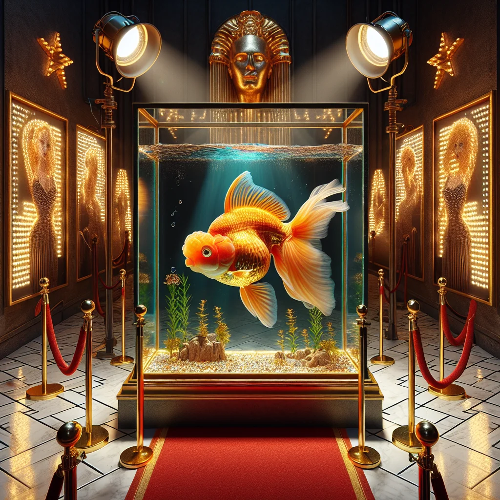 A collection of celebrity-lookalike goldfish