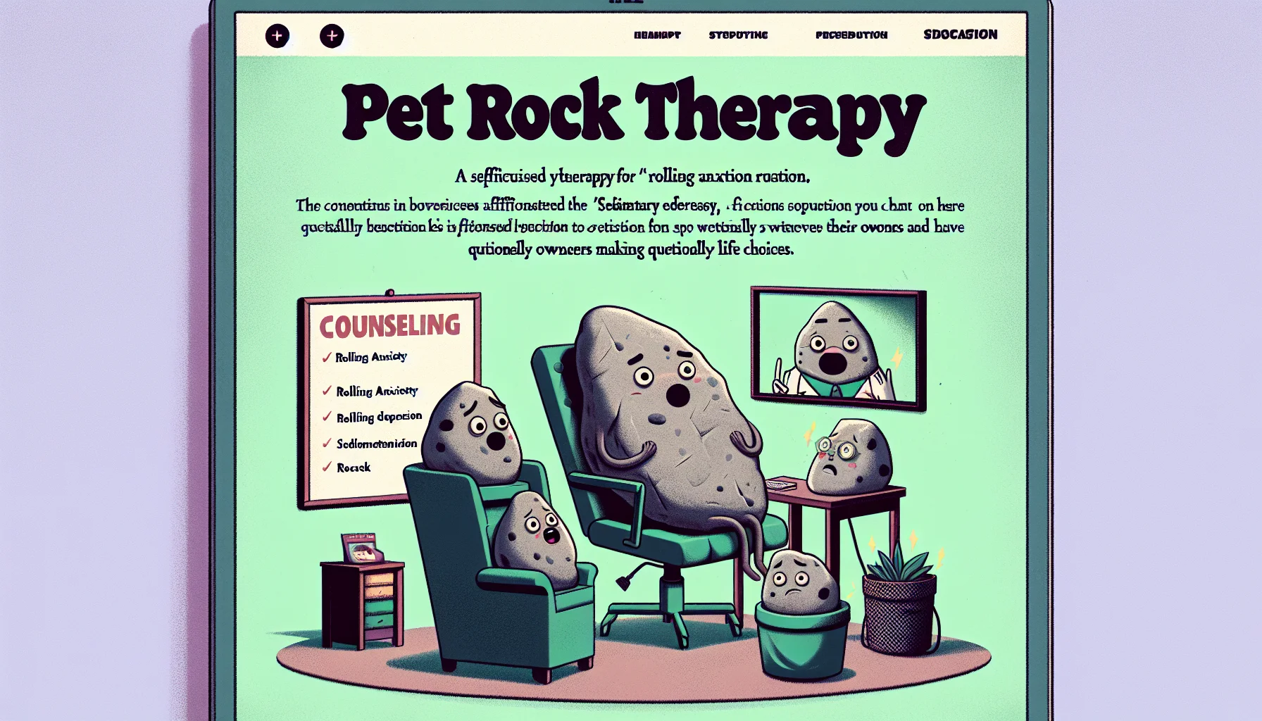 Professional pet rock therapy session