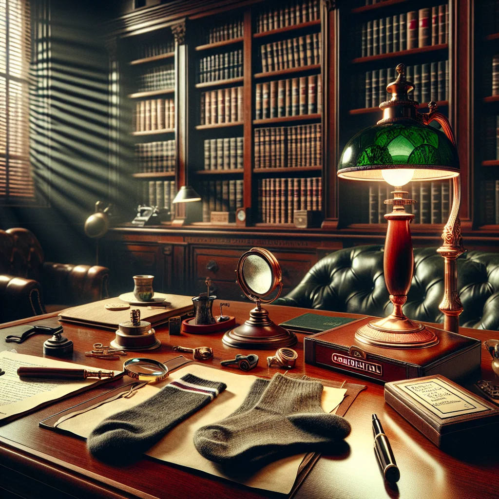 Professional sock detective examining evidence